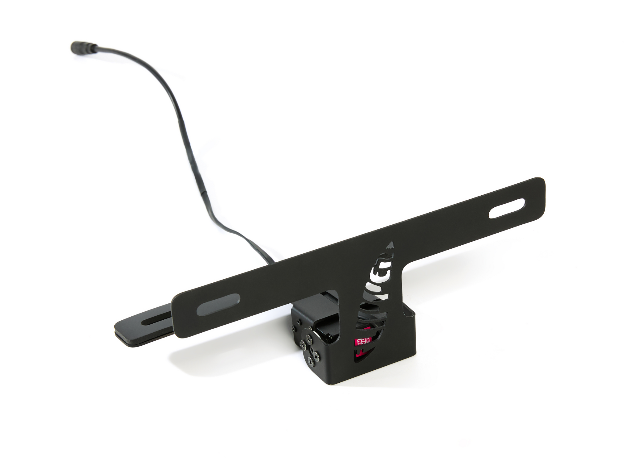 Black license plate holder with weather tight quick connector