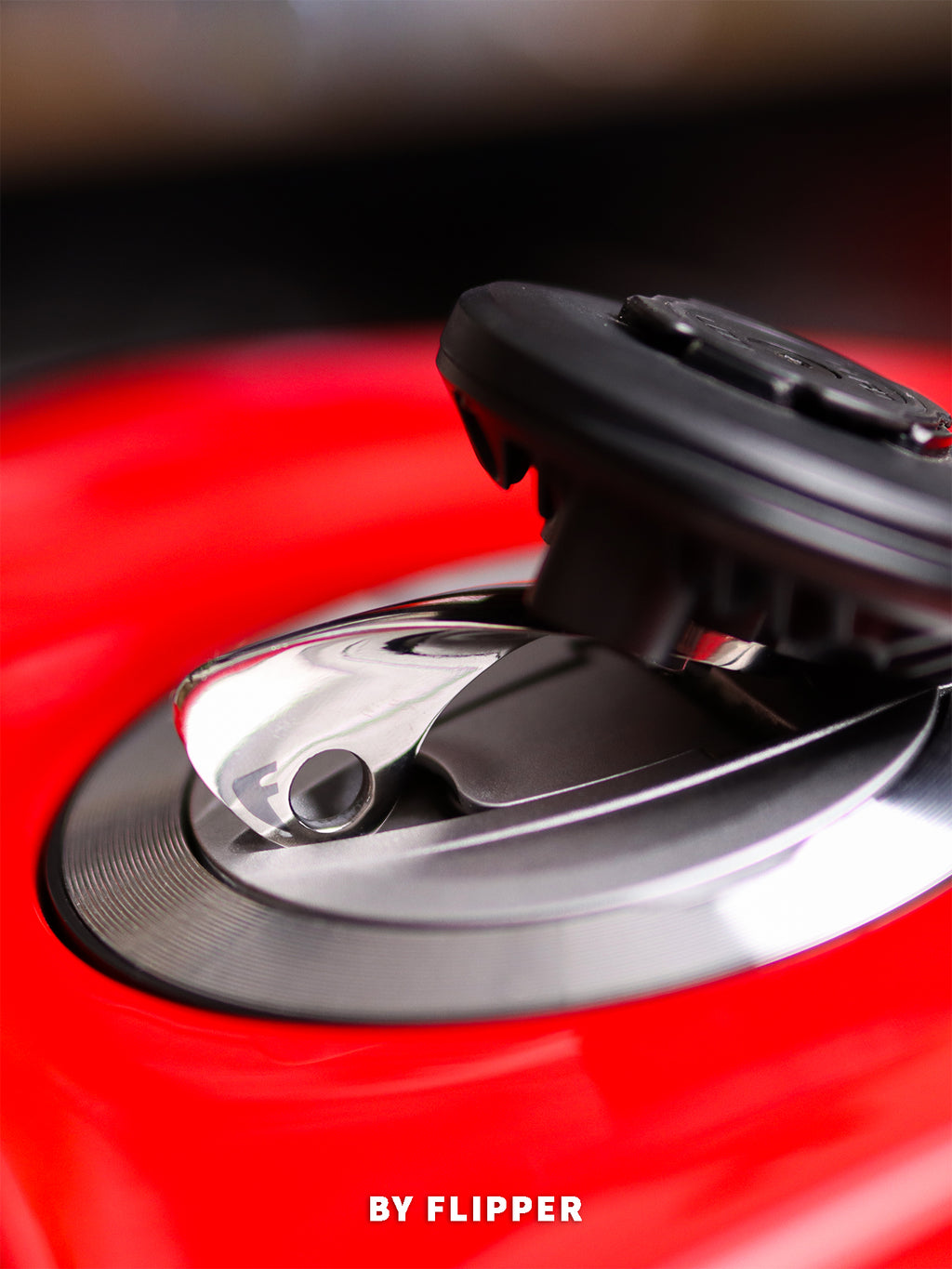 Close-up of MV AGUSTA F4's phone mount system from 'FLIPPER'